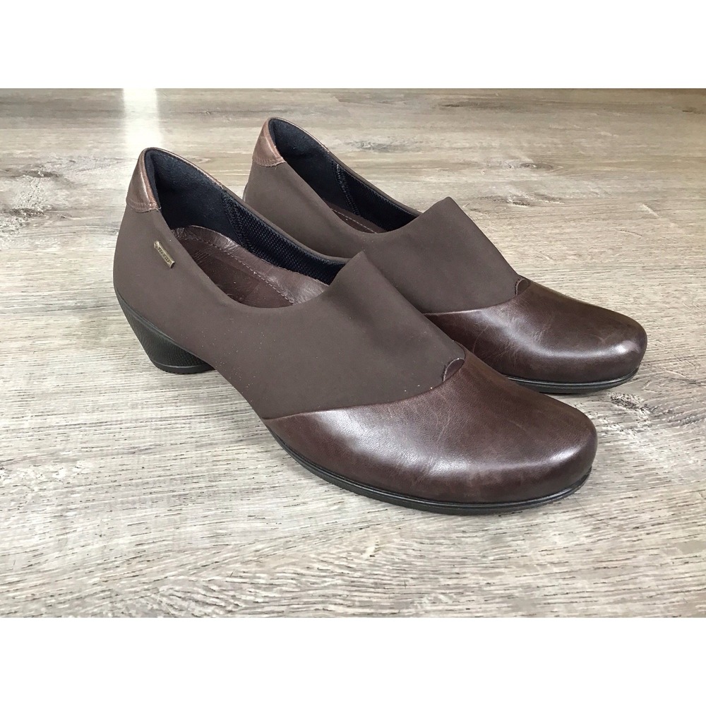 ECCO Brown Leather Gore-Tex Slip On Pumps Heels Shoes Size 38 EU / 7.5 US